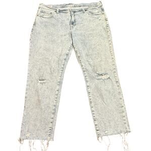 Gap Womean acid wash girlfriend mid rise distressed jeans 33/16S